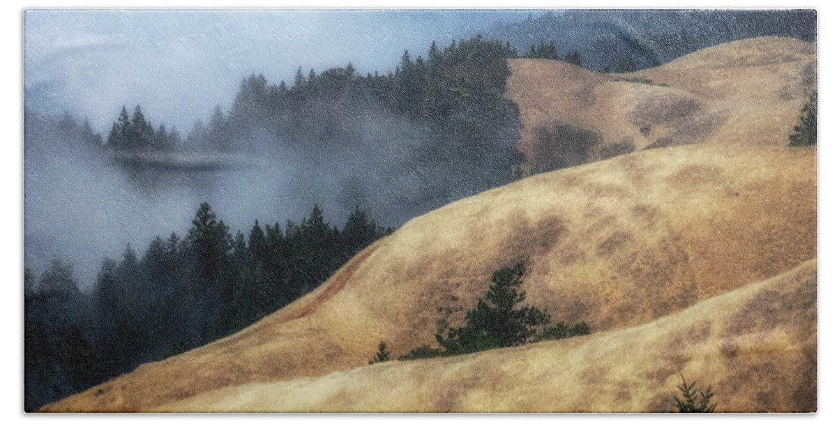 Golden Hills Hand Towel featuring the photograph Golden Hills, Mt. Tamalpais by Donald Kinney