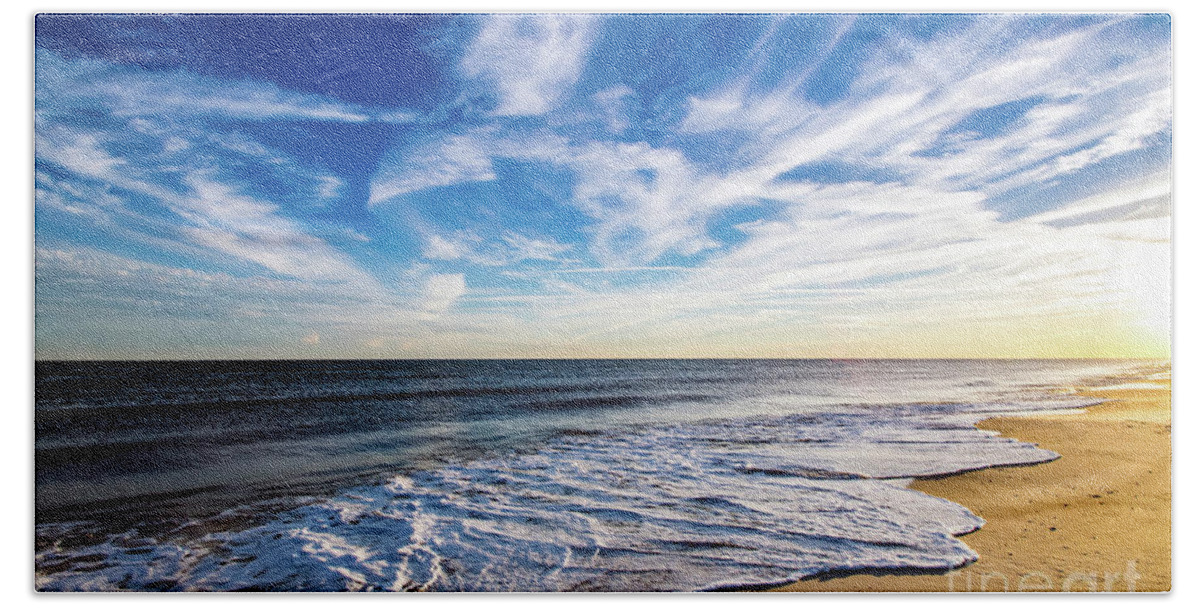 Golden Hour Hand Towel featuring the photograph Golden Hour Beach Waves by Beachtown Views