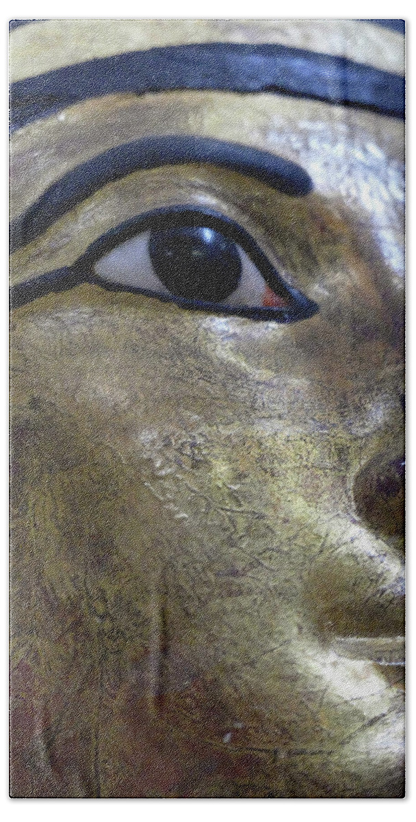 Cairo Bath Towel featuring the photograph Golden mask of Egyptian mummy by Steve Estvanik