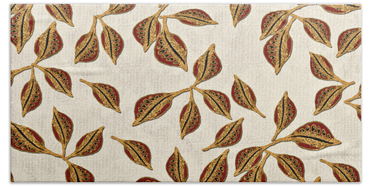 Seeds Bath Towel featuring the digital art Golden Seed Pods by Sand And Chi