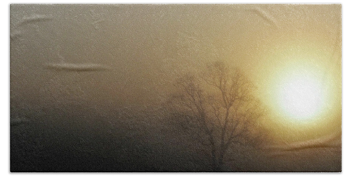 Fog Hand Towel featuring the photograph Golden Tree by Jerry Connally