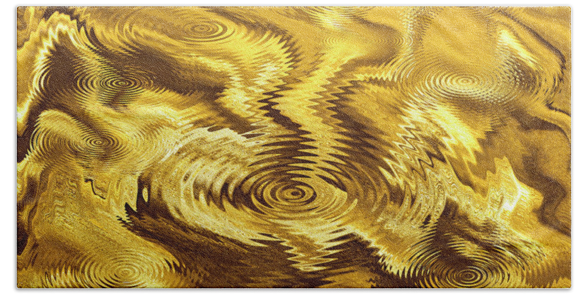 Abstract Bath Towel featuring the photograph Golden Wave Texture Background by Severija Kirilovaite