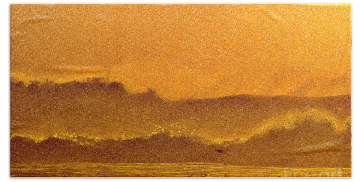 Ke Iki Beach Hand Towel featuring the photograph Golden Waves of Ke Iki Beach by Debra Banks