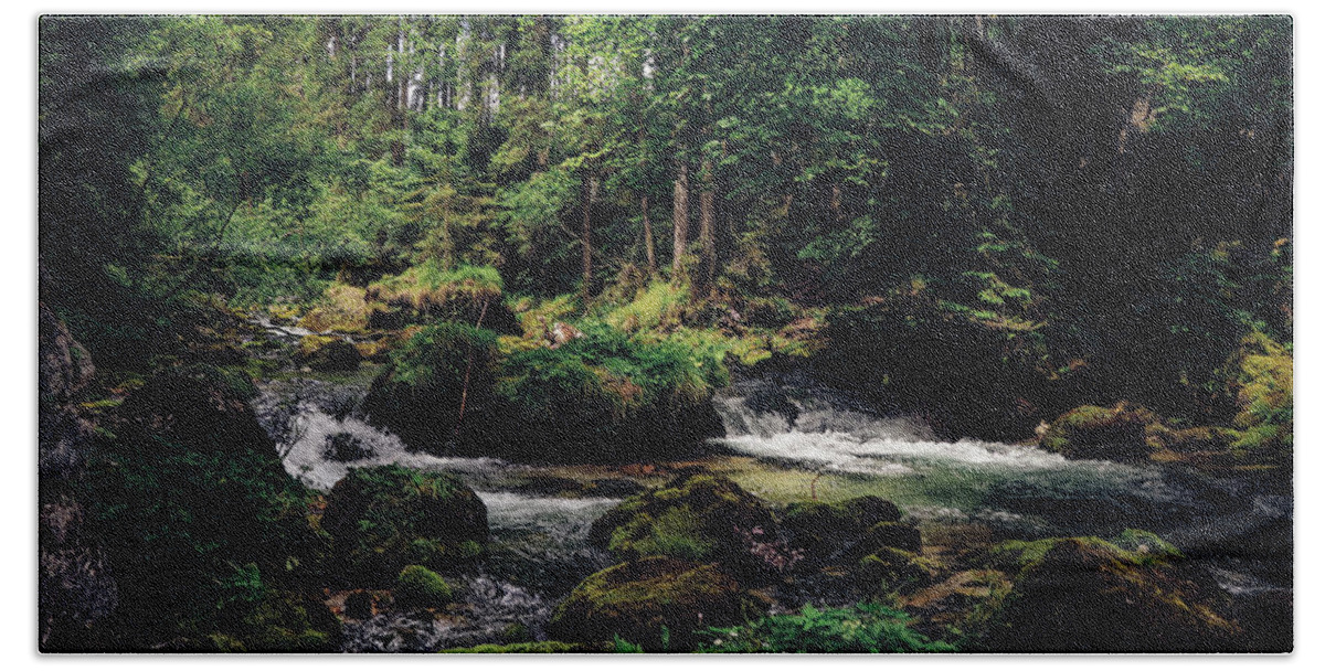Path Bath Towel featuring the photograph Gollinger Wasserfalls by Vaclav Sonnek