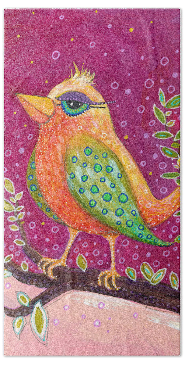 Bird Painting Bath Towel featuring the painting Good Morning Sunshine by Tanielle Childers