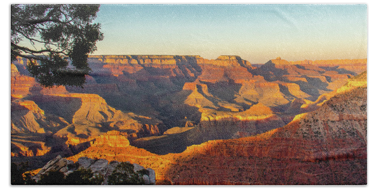 Canyon Hand Towel featuring the photograph Sunset from Mather Point by Craig A Walker