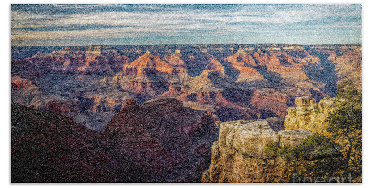 Jon Burch Hand Towel featuring the photograph Grand Canyon View from El Tovar by Jon Burch Photography