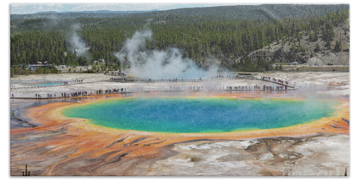 Yellowstone Hand Towel featuring the photograph Grand Prismatic Spring by Erin Marie Davis