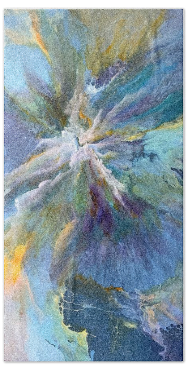 Abstract Hand Towel featuring the painting Grandeur by Soraya Silvestri