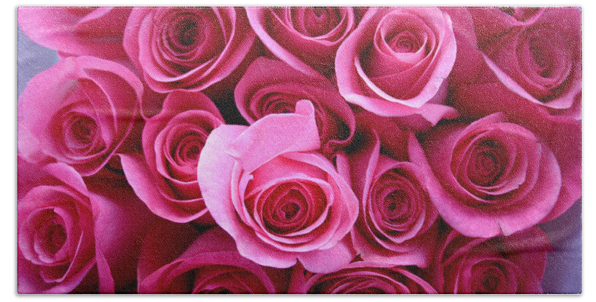 Pink Roses Hand Towel featuring the photograph Grandma Roses by Linda Sannuti