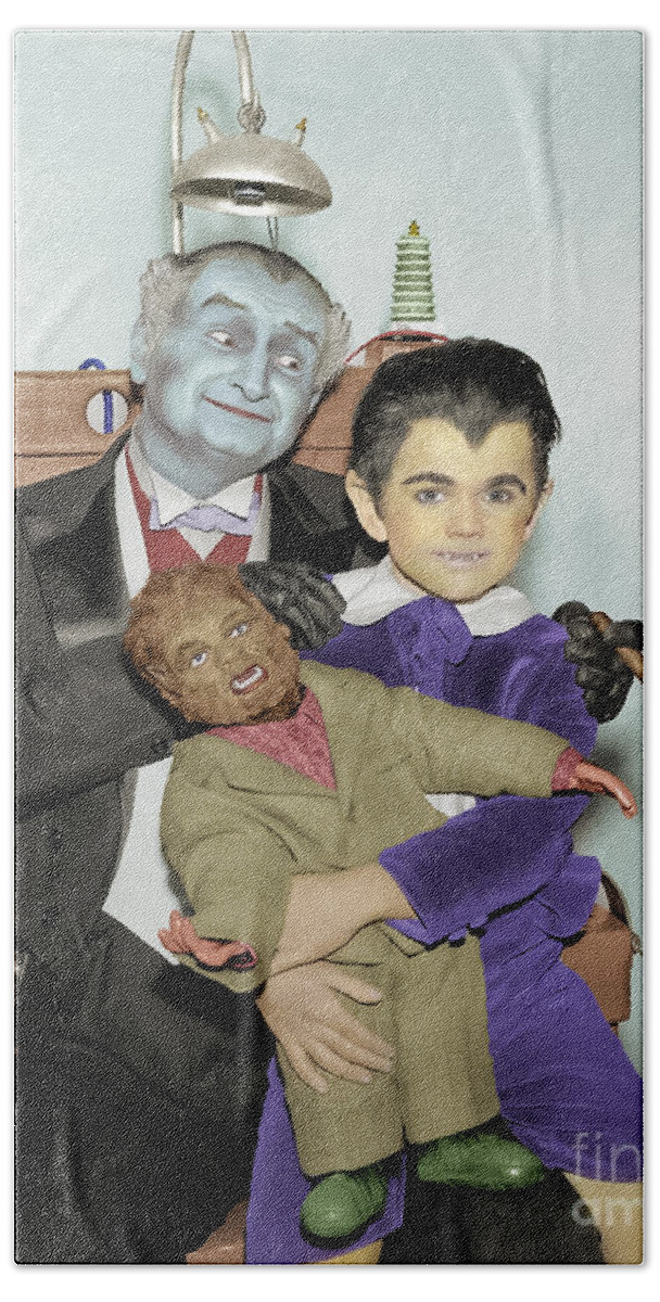 Grandpa Hand Towel featuring the photograph Grandpa and Eddie Munster by Franchi Torres