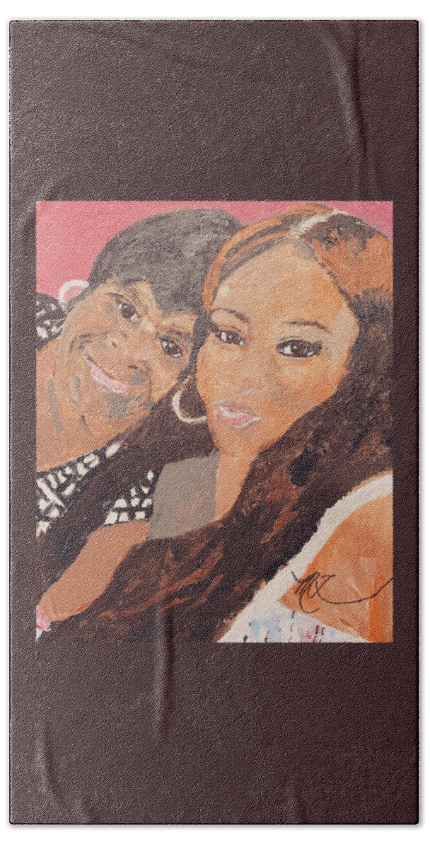 African-american Bath Towel featuring the painting African-american Grandmother And Her Granddaughter by Melody Fowler