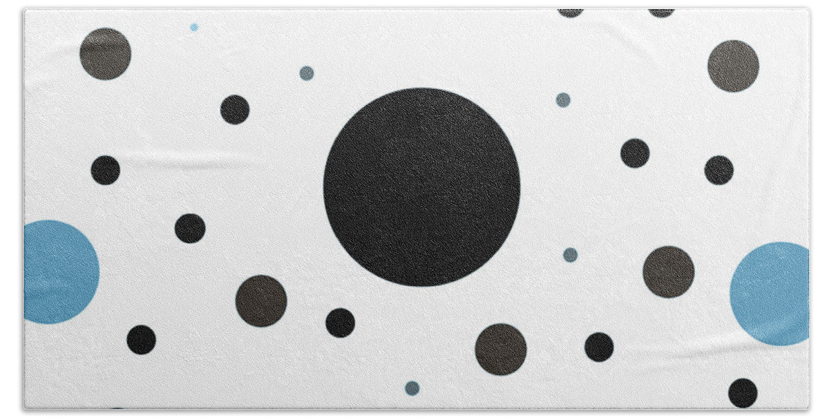 Black Bath Towel featuring the digital art Graphic Polka Dots by Amelia Pearn