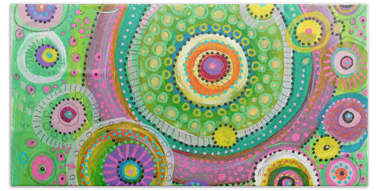 Circles Painting Bath Towel featuring the painting Gratitude by Tanielle Childers