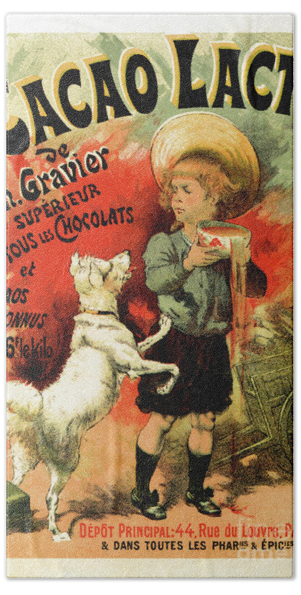  Vintage Bath Towel featuring the drawing Gravier Hot Chocolate drink by Heidi De Leeuw