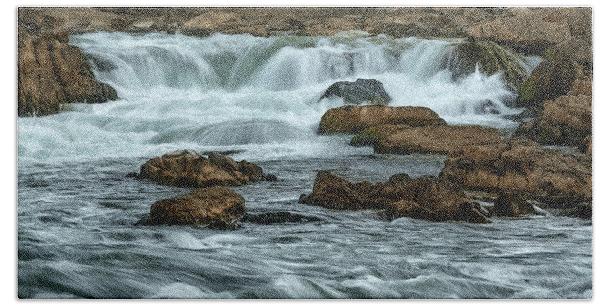 Great Falls Bath Towel featuring the photograph Great Falls Maryland by Larry Marshall