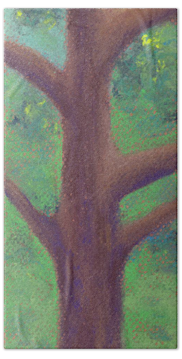 Trees Bath Towel featuring the pastel Great Tall Tree by Anne Katzeff