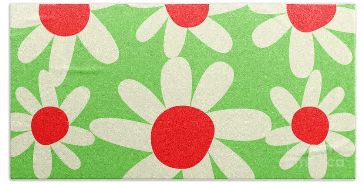Green Hand Towel featuring the digital art Green Floral Holiday Design by Christie Olstad