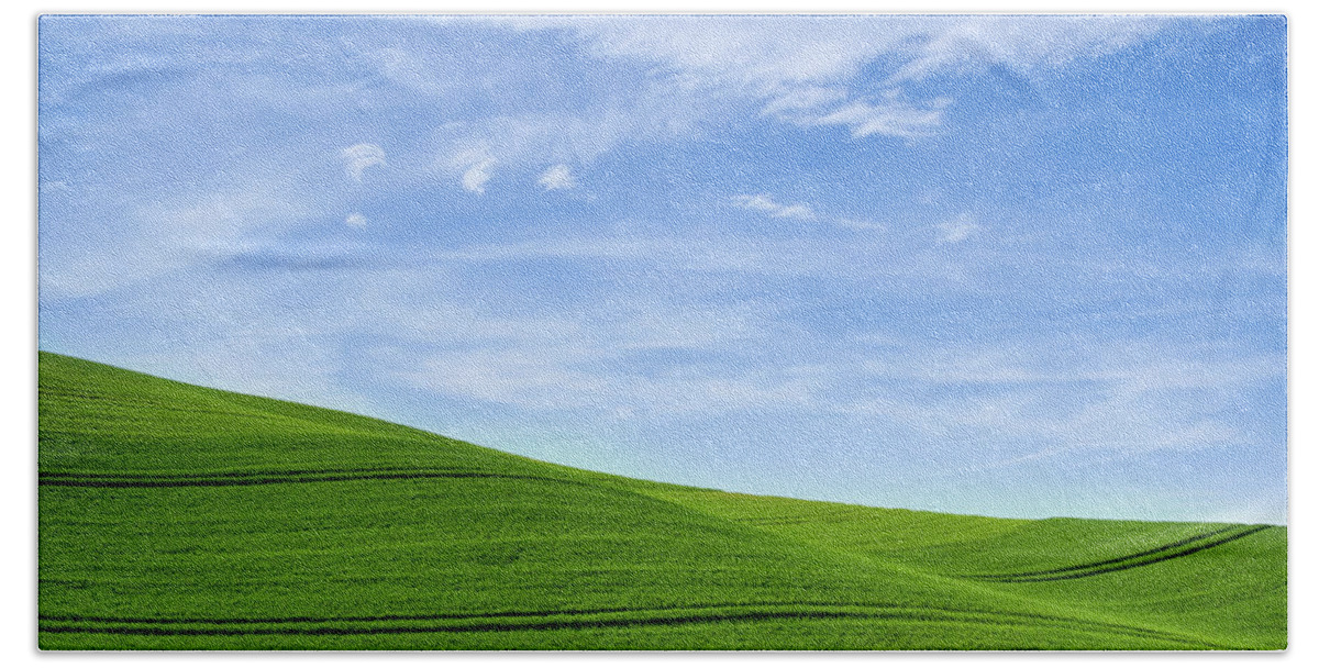 Palouse Bath Towel featuring the photograph Greens and blues by Kunal Mehra