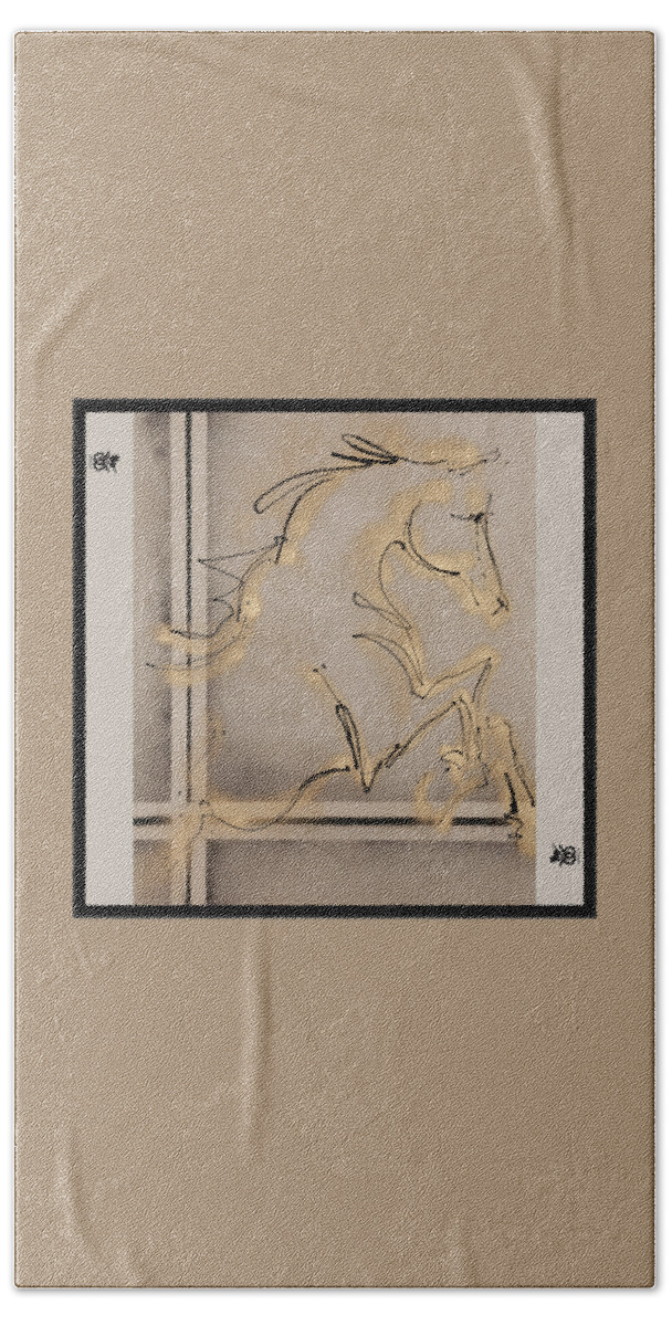 Horse Bath Towel featuring the digital art Arabian Horse Greeting by Donna Bernstein