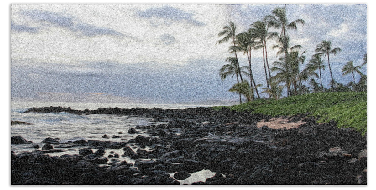 Hawaii Bath Towel featuring the photograph Grey Sunset Painting by Robert Carter