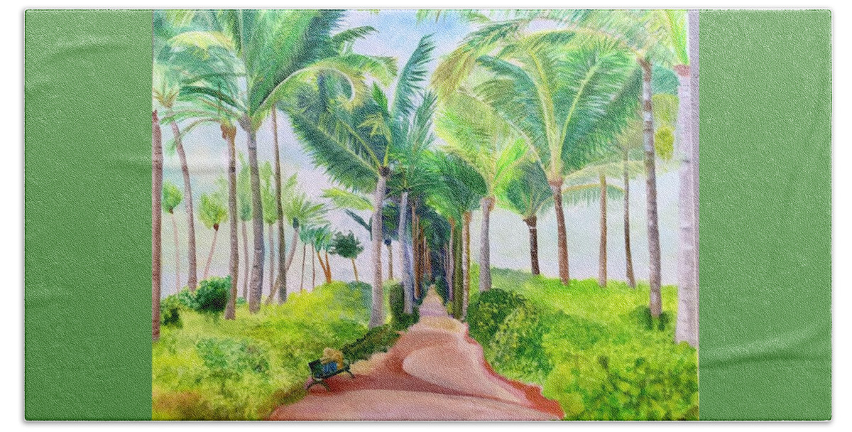 Palm Trees Hand Towel featuring the painting Grieving by Mkc