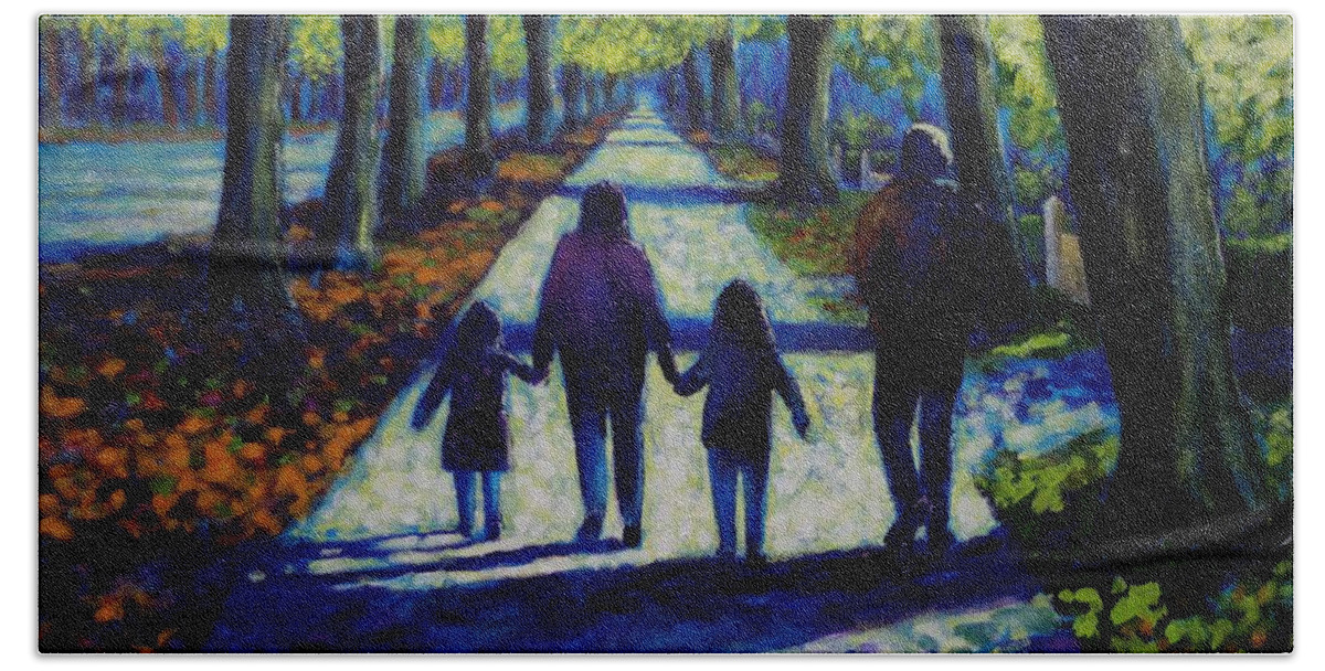 Landscape Hand Towel featuring the painting Griffith Avenue Walk by John Nolan