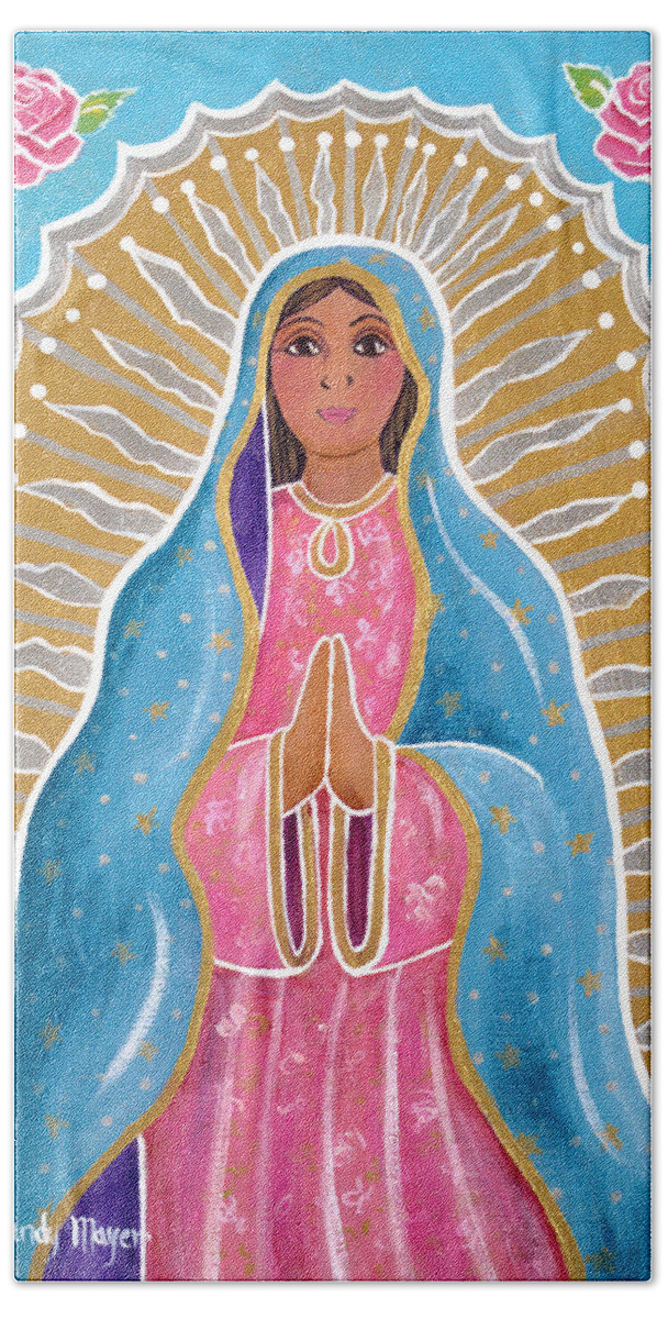 Guadalupe Bath Towel featuring the painting Guadalupe of the Light by Candy Mayer