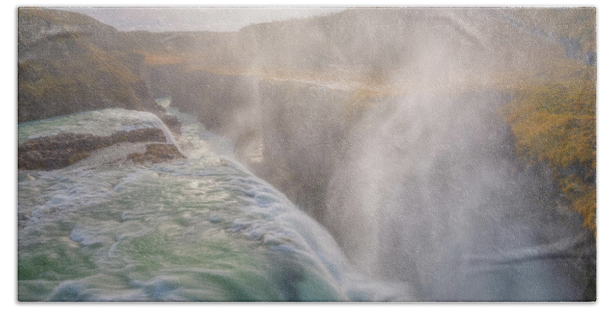 Iceland Hand Towel featuring the photograph Gullfoss in the Mist by Darren White