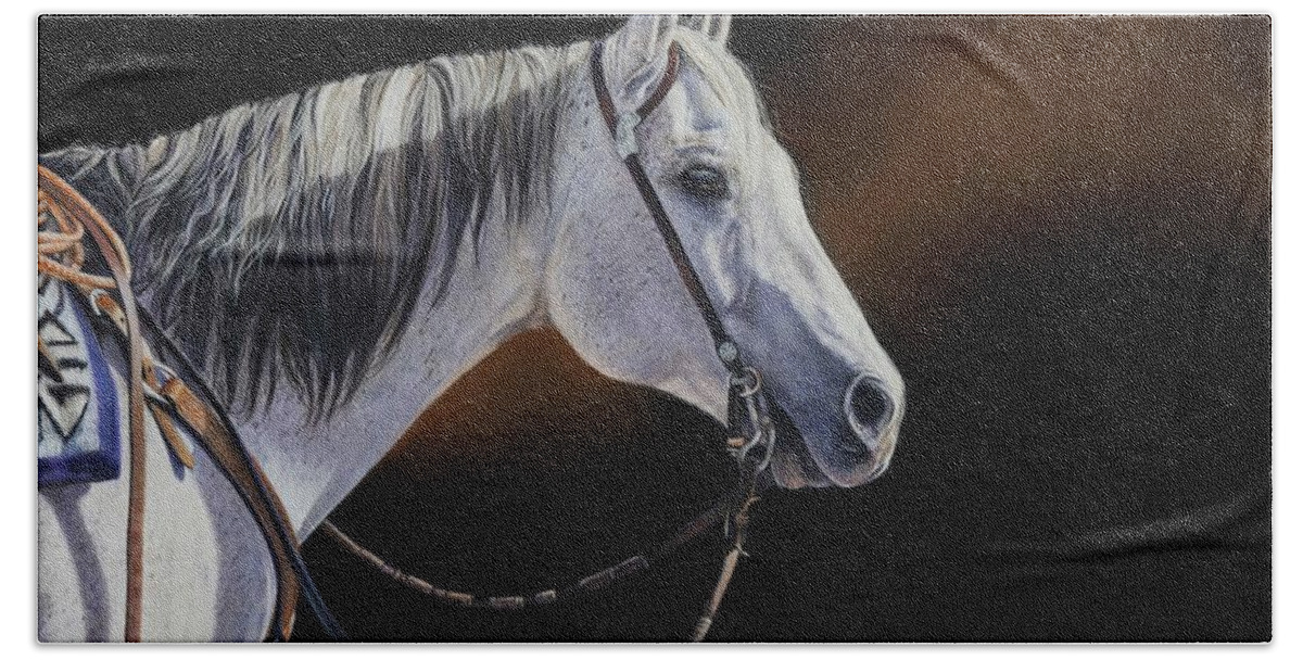Aqha Hand Towel featuring the pastel Gunner by Joni Beinborn