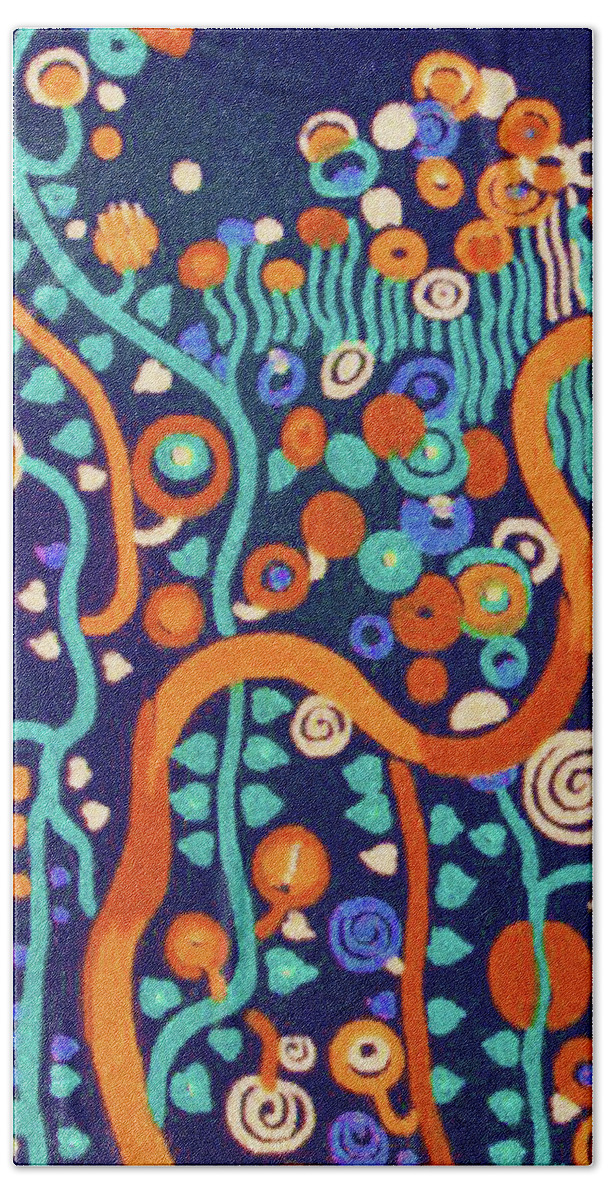 Depth Bath Towel featuring the painting Gustav Klimt Ode Abstract Blue by Tony Rubino