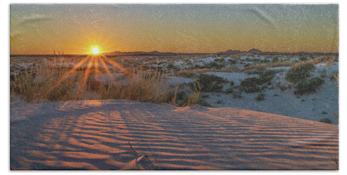 West Texas Bath Towel featuring the photograph Gypsum Salt Dune Sunset by Erin K Images