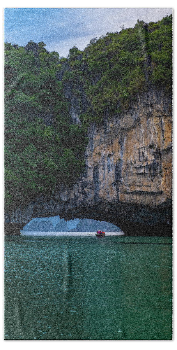 Bay Bath Towel featuring the photograph Ha Long Bay by Arj Munoz