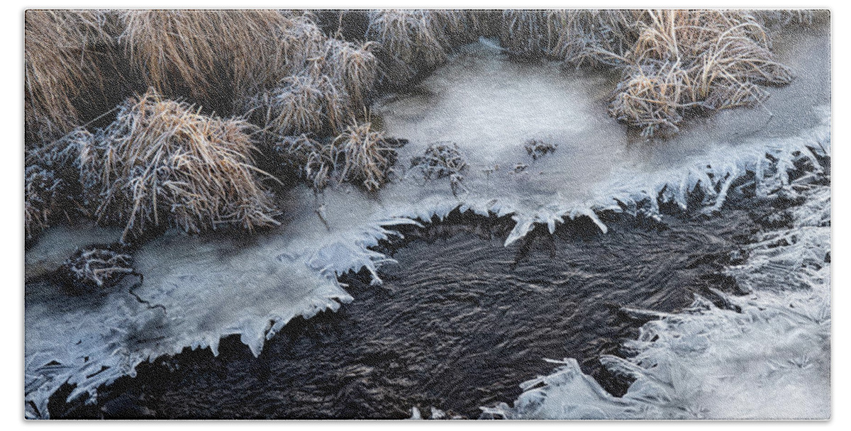 Ice Bath Towel featuring the photograph Half Frozen Creek by Karen Rispin