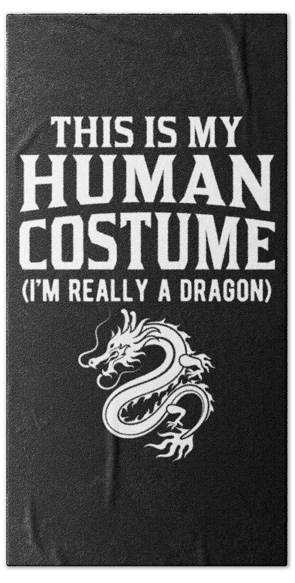 Skull Hand Towel featuring the digital art Halloween My Human Costume Im Really A Dragon Gift by Haselshirt