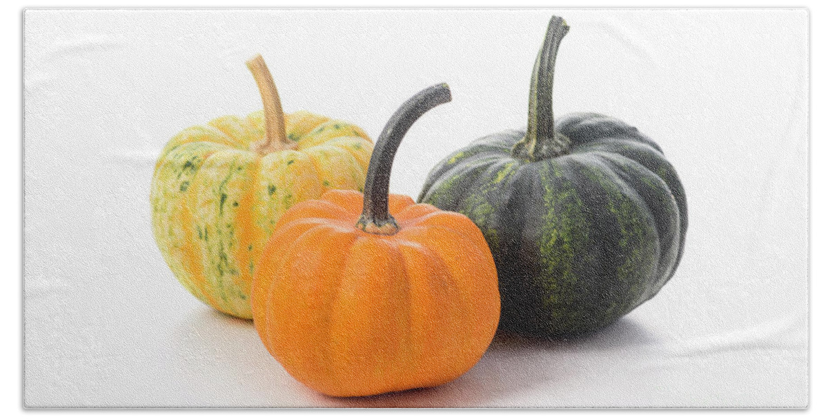 Pumpkin Bath Towel featuring the photograph Halloween pumpkins by Jelena Jovanovic
