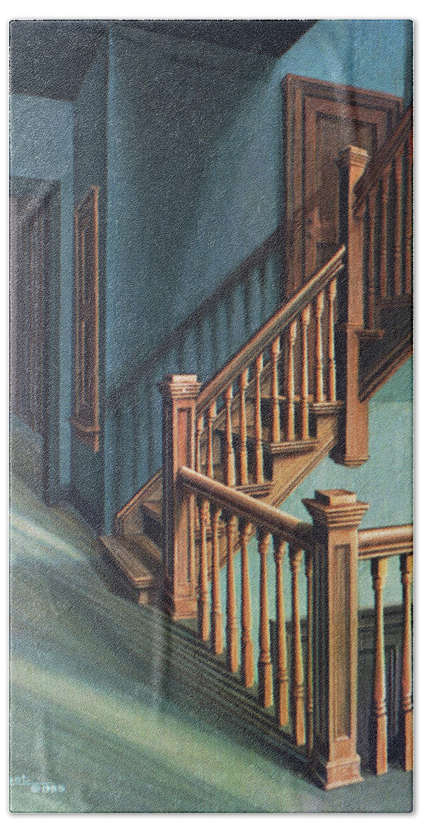 Interior Detail Hand Towel featuring the painting Hallway Shadows, Corinthian Hall by George Lightfoot