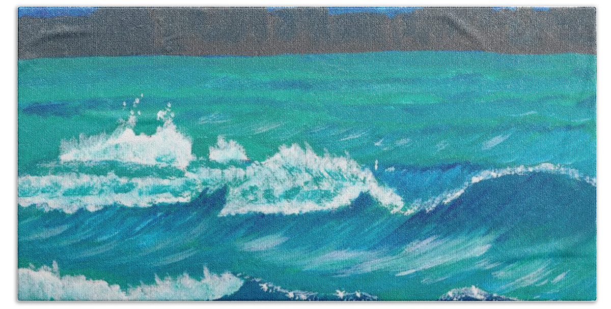 Wave Bath Towel featuring the painting Hamilton Beach 2 by David Bigelow