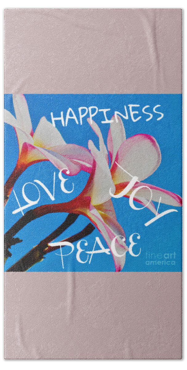Happiness Hand Towel featuring the photograph Happiness, Love, Joy and Peace by Joanne Carey