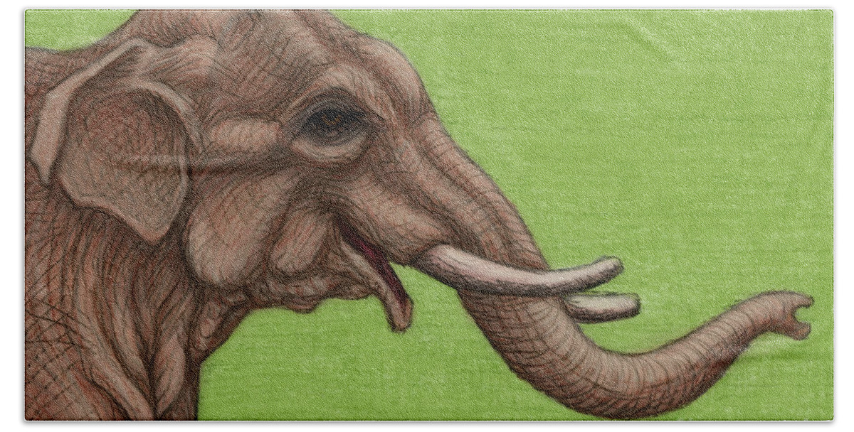 Asian Elephant Bath Towel featuring the painting Happy Asian Elephant by Amy E Fraser
