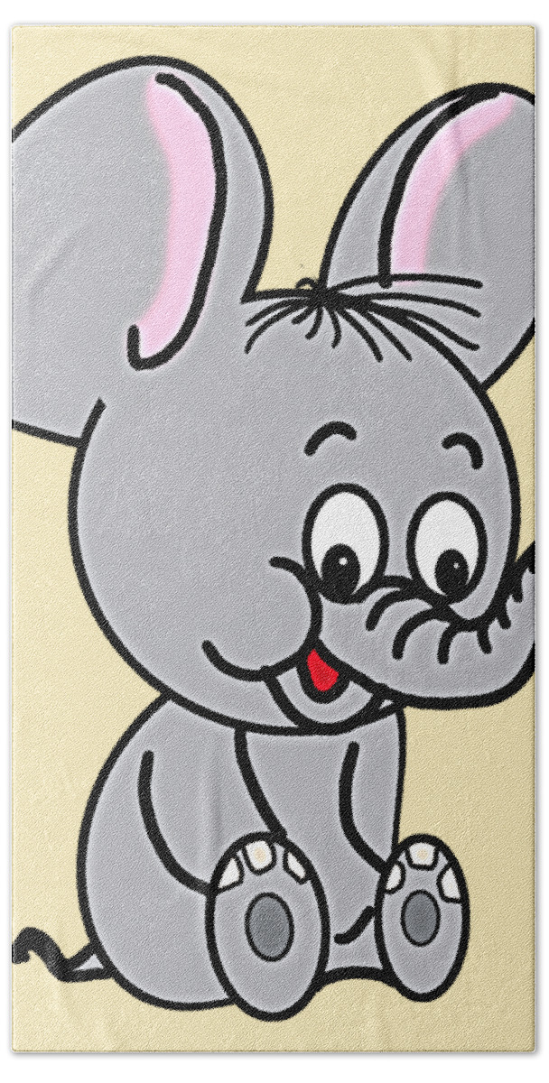 Happy Bath Towel featuring the digital art Happy Baby Elephant by John Haldane