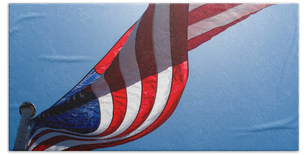 Flag Bath Towel featuring the photograph Happy Birthday America by Linda Bonaccorsi