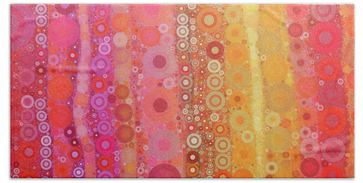 Circles Bath Towel featuring the digital art Happy Bubbles Abstract by Peggy Collins