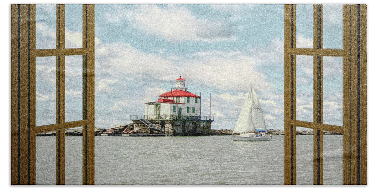 Lake Erie Hand Towel featuring the photograph Harbor View by Susan Hope Finley