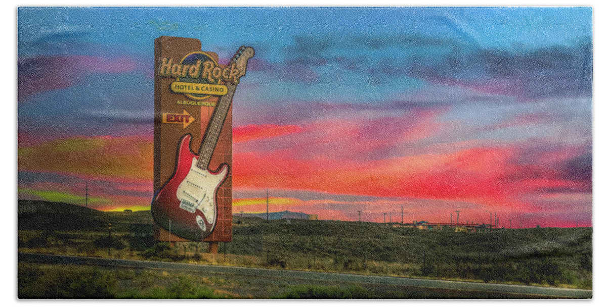 Hard Rock Bath Towel featuring the photograph Hard Rock sign by Micah Offman