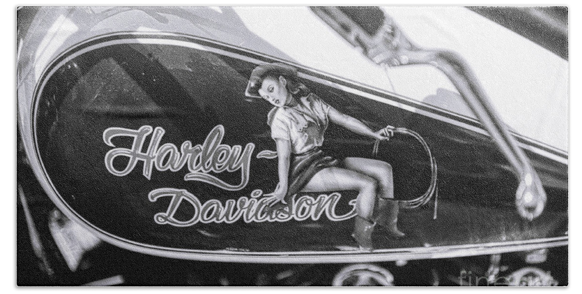Harley Davidson Pin Up Hand Towel featuring the photograph Harley Davidson Pin Up by Stefano Senise