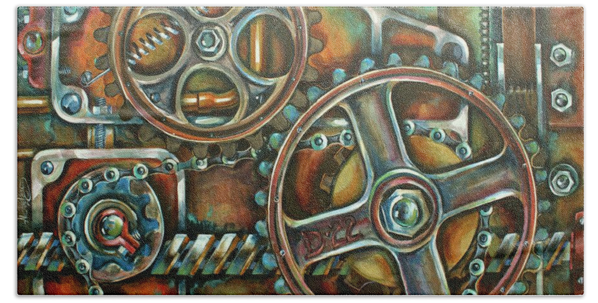Mechanical Bath Towel featuring the painting Harmony 9 by Michael Lang