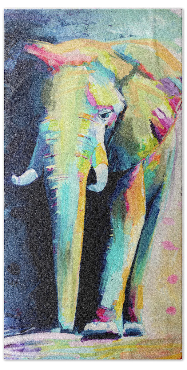 Elephant Bath Towel featuring the painting Harold by LA Smith