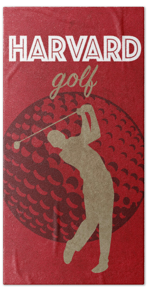 Harvard University Hand Towel featuring the mixed media Harvard University College Golf Sports Vintage Poster by Design Turnpike