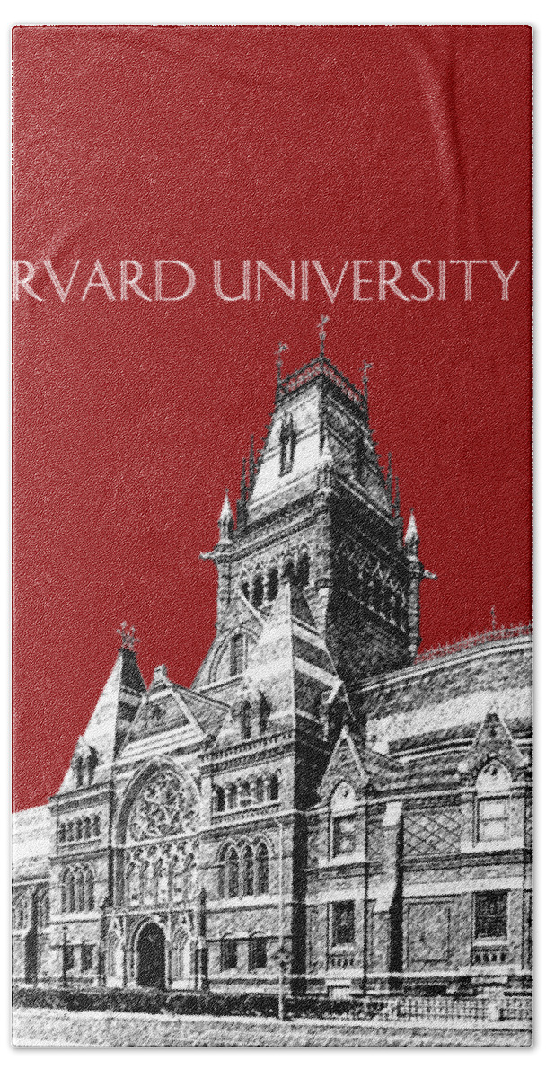 University Bath Towel featuring the digital art Harvard University - Memorial Hall - Dark Red by DB Artist